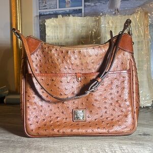 Dooney & Bourke Ostrich-Embossed Brown Shoulder Bag